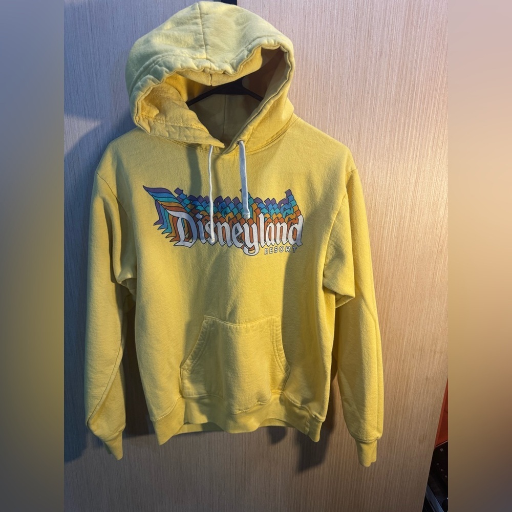 Women’s Disney Resort Yellow Hoodie with Colorful Graphic Size Small